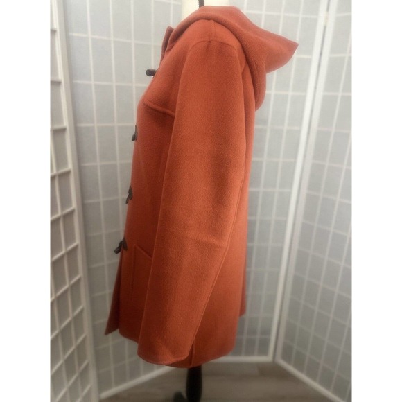 $200 J JILL BURNT ORANGE HOODED WINTER COAT TOGGLE CLOSURE WOOL BLEND SIZE SMALL - Picture 11 of 16